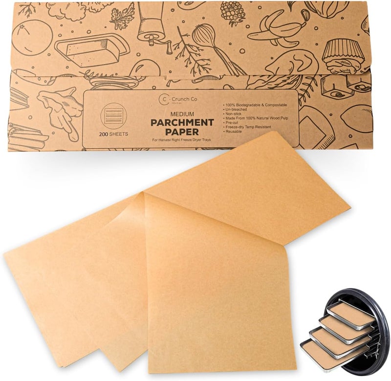 Crunch 200 pack Parchment Paper For Harvest Right Freeze Dryer (M - Medium) - Image 1